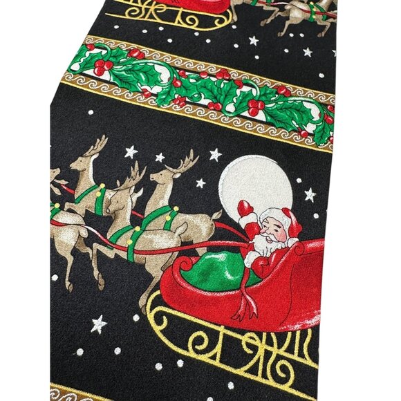 Christmas Novelty Silk Tie With Santa & Reindeer Sleigh Design Holiday Festive - Picture 8 of 8